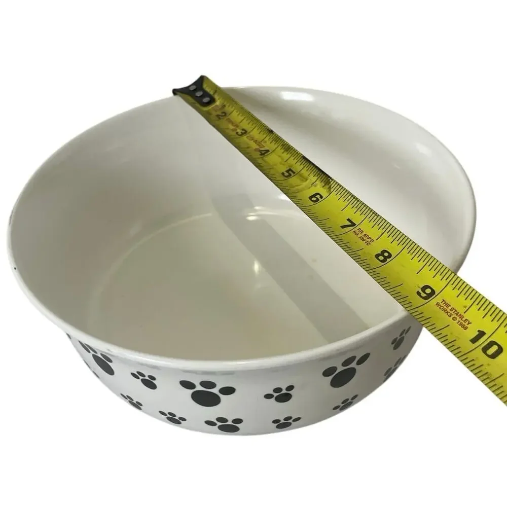 DOG DINNER BOWL LARGE SZ FIDO’S DINNER PLATE PAWS PRINT‎ PETS ARE BEST FRIEND